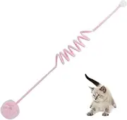Hanging Plush Cat Toy Ball, 2025 New Stretchable Cat Spring Toys, Interactive Cat Teaser Retractable Toys for Indoor Cats Kitten Chasing and Playing (Pink)