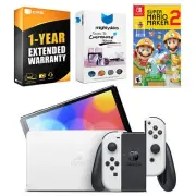 Nintendo Switch White OLED Console + Mario Maker 2 Bundle