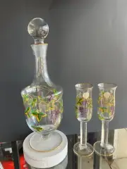 Crystal Clear Industries Bohemian Crystal Decanter with Matching Set of Glasses