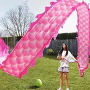 Colorful Outdoor Dragon Poi with Dragon Scale Design Hickies Gym Dance Ribbon and Head, Juggling Spinning Dance Flag Or Exercise Streamer for Park Party Entertainment,Pink,6m(19.6ft)