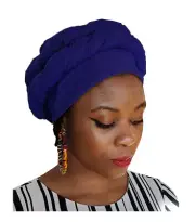 Blue African Modu Hat - Pre-tied Head wrap DP3774PT