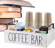 CENRF Coffee Bar Condiment Organizer, White Coffee Station, Coffee Bar Organizers with Multiple Compartments, Coffee Condiment Service Tray, Coffee Bar Supplies Organizer for Coffee Table HomeOffices