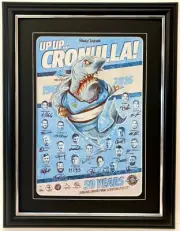 Up Up Cronulla 50 Years Souvenir Poster Framed Premiers 2016 Sharks Memorabilia
