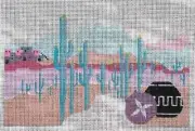 Needlepoint Handpainted Sundance Designs Distant Pueblo w/Stitch Guide 6x9