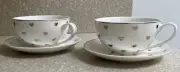 Elegance Porcelain 14oz Gold Rim Heart Teacup & Saucer Set For 2 CC02B40025