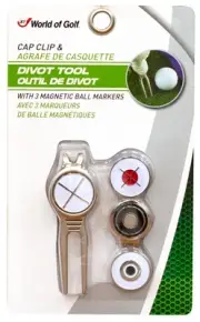 New Jef World Of Golf Divot Tool & Cap Clip White