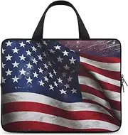 Laptop Case Sleeve Shockproof Computer Carrying Bag USA Flag Laptop Bag Tote Lightweight Notebook Case Cover Traveling Briefcase Handle Bags for Travel Business 17inch