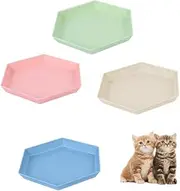 Changyeah Wide Grass Cat Plate, 4 Pcs Anti-Whisker Fatigue Food Bowls, Wide Feeding Plates for Cats and Short-Legged Cats With Small Pet Plate