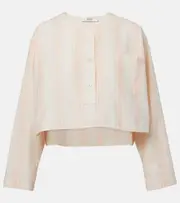 [Chloe] Chloé Striped cotton crop top AU 16 white