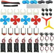 6 Set DC Motors Kit, Mini Electric Hobby Motor 3V -12V 25000 RPM Strong Magnetic with Shaft Propeller, 2 x AA Battery Holder,9V Battery Clip Connector,Plastic Wheels for DIY Science Projects