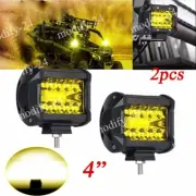2PC 4" Yellow LED Work Light Bar Spot Flood Beam fit Can-am Polaris RZR ATV UTV