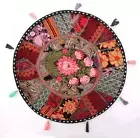 22" Pillow Cover Throw/Tapestry/Bean Bag Large With Bohemian Patchwork Black