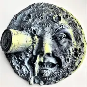 Weatherproof Man on the Moon Wall Plaque Sculpture, Handmade Garden, Yard Art