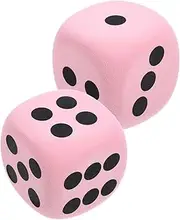 HOOTNEE 2pcs Big Foam Dice for Games - Large Colored Dices With Dots - Funny Prop for Huge Games - Eva Pink