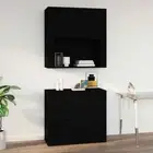 Wall Mounted Sideboard Cabinet Floating Kitchen Cupboard Storage Pantry Black