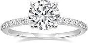 [EAMTI] 925 Sterling Silver 1.25 CT Round Solitaire Cubic Zirconia Engagement Ring Halo Promise Ring Size 3-13
