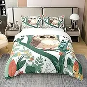 Feelyou Boys Girls Cute Owl Bedding Set Queen(No Comforter), 3D Animal Printed 100% Cotton Duvet Cover Kids Bird Decor Comforter Cover Cartoon Owls Design Teens 3Pcs with 2 Pillow Case