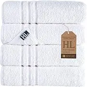 Hammam Linen White Bath Towels 4-Pack - 27x54 Soft and Absorbent, Premium Quality Perfect for Daily Use 100% Cotton Towel 600 GSM