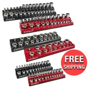 (6-Pack) Magnetic Socket Organizer Set 1/2" 1/4" 3/8" SAE and Metric Holder Tray