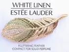 ESTEE LAUDER FLUTTERING FEATHER COMPACT WHITE LINEN SOLID PERFUME Orig BOX RARE