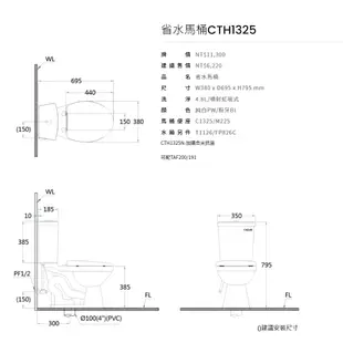 【CAESAR凱撒衛浴】單段式側壓式省水馬桶、緩降快拆馬桶蓋 30/40cm(CTH1325)