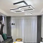 Modern Minimalist Square Pendant Light Adjustable LED Chandelier Triple Layer(corner base)