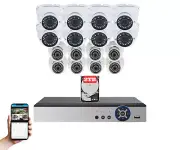 16 Channel Home Office CCTV Security Camera System with 2TB HDD - NO Cables