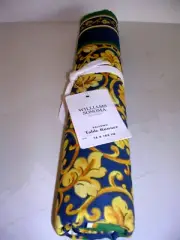 WILLIAMS SONOMA PALERMO TABLE RUNNER 16 X 108 IN 100% COTTON BLUE YELLOW GRN NWT