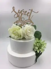 Cake Topper Sweet 16 Number Girls Wooden Birthday Party Supplies