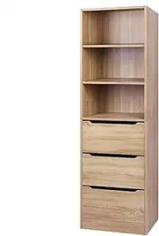 [ALFORDSON] Wardrobe Cabinet - Wood, Compact Design with Sliding Drawers & Adjustable Shelves. Wooden Closet for Bedroom & Living Room Clothing Organization & Storage, 50.5x40x160cm