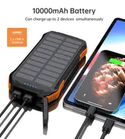 Universal 10,000mAh Solar Power Bank 3 Port + Wireless Charging + LED Flashlight