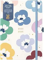 Busy B Diary - A5 Mid-Year Academic Diary - Busy Life Weekly Journal - Aug '25 - Aug '26 – Floral Print Cover - Life Planner with Dual Schedules, Year Calendar, Pen Loop, Pockets & Elastic Closure