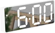 Chesoon Digital Mirrored LED Alarm Clock with Temperature Display Adjustable Brightness Voice Control and Easy Snooze Function Two Power Supply Modes for Bedrooms Nightstand