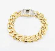15mm Miami Cuban Royal Link Plain Bracelet Box Lock Real 10K Yellow Gold