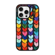 iPhone 16 Pro Impact Ring Stand Case MagSafe Compatible Clear Polka Daub Hearts