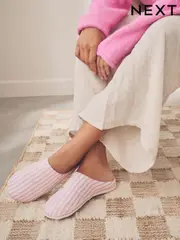 Pink Stripe Textured Nylon Mule Slippers (AF7077) | $12