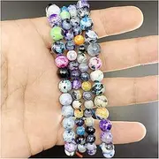[MURUI] ZP 1 Strand 6/8/10mm Natural Stone Multicolor Flame Agat Bead Round Loose Spacer Beads for Jewelry Making Findings DIY Bracelet Y1129 (Color : Multicolor Agate, Item Diameter : 6mm x 62pcs)