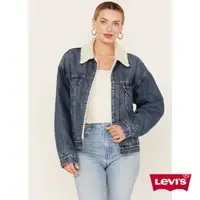 在飛比找momo購物網優惠-【LEVIS 官方旗艦】女款 90年古著毛領牛仔外套 / 寬