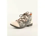 Newspaper-print Panelled Womens Commuter Fashion Boots