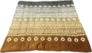 Ikehiko Kotatsu Futon, Thin, Kilim Pattern, Cliff, Gray, Square, Height 74.8 x Width 74.8 inches (190 x 190 cm), Washable, Water Repellent, Antibacterial, Odor Resistant