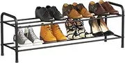 [FANHAO] 2-Tier Shoe Rack, 100% Stainless Steel Shoe Storage Organizer, Stackable 8-Pair Storage Shelf for Bedroom, Closet, Entryway, Dorm Room, 80 x 26 x 33.5cm (Matte Black)