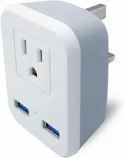 UK Travel Adapter Converter Wall Plug Dual USB for US to Type G Outlet