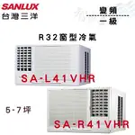 SANLUX三洋 R32 變頻 一級 窗型 冷氣 SA-L41VHR/SA-R41VHR 含基本安裝 智盛翔冷氣家電