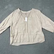 NWT Philosophy Women’s Blouse Long Sleeve Rayon Tie Front Peasant Boho Sz XL