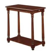 Convenience End Table 23.5"L x 24"H Rectangular Wood W/ Bottom Shelf Mahogany