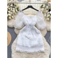 在飛比找ETMall東森購物網優惠-小洋裝名媛白色禮服蛋糕連衣裙