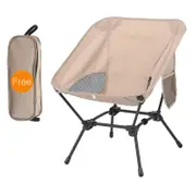 GGP Beige Portable Lightweight Folding Beach Chair Compact Fishing Chair With Square Legs For Outdoor Use