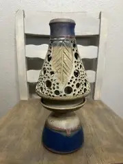 Studio Art Pottery Oil Lamp Stoneware Art Lamp Glazed Pottery Art Tapered