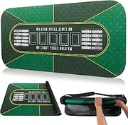 GAMBLUXE 47" X 23" Professional Poker Mat for Table - Smooth Water Repellent Poker Topper for Table Nonslip Portable Texas Hold'em Poker Mat With Carrying/Storage Bag for Poker Games, (Green)