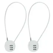 2 Pack 3 Digit Combination Lock 1.31Ft Wire Cable, Round Helmet Padlock Silver